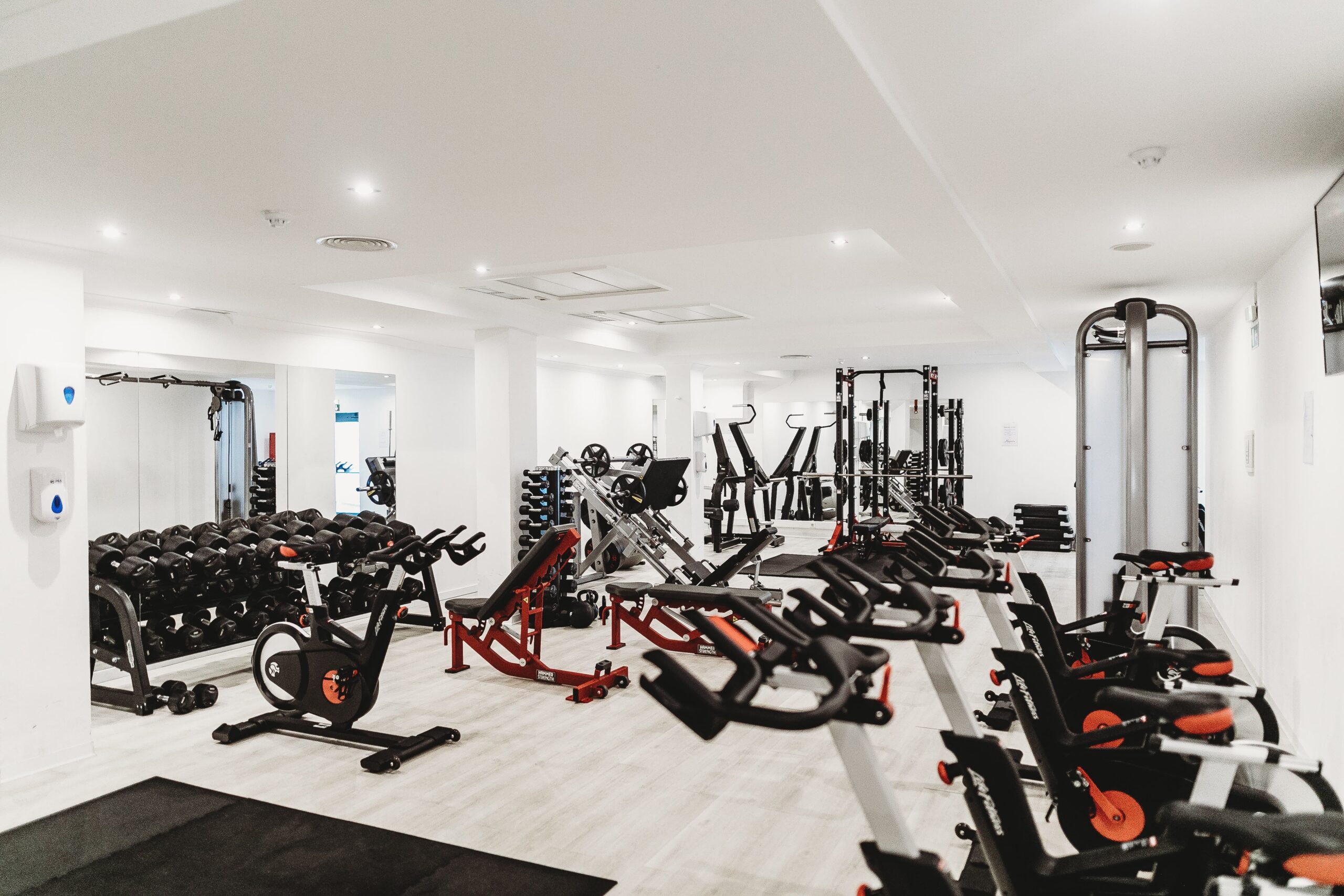 small fitness center set up with equipment